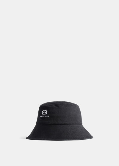 Balenciaga Cotton Drill Bucket Hat In Black