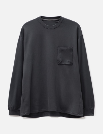 Goopimade ® “g_model-01” 3d Long Sleeve Pocket T-shirt In Grey
