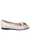 Tod's Leather Ballerina With Accessory In White