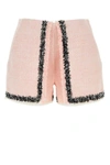 Msgm High-waist Frayed-edge Tweed Mini Shorts In Pink