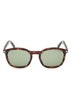 Tom Ford 52mm Square Sunglasses In Dark Havana / Green