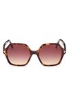 Tom Ford Romy 56mm Polarized Geometric Sunglasses In Shiny Blonde Havana / Rose