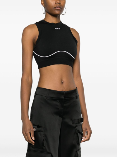 Palm Angels Off-stamp Sports Bra In 1001 Black Whit