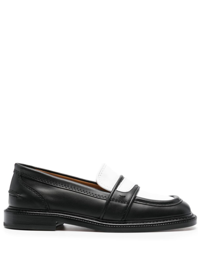 Maison Kitsuné Bicolor Leather Loafers In Black