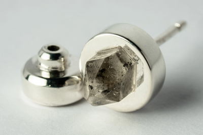 Parts Of Four Sterling Silver And Herkimer Single Stud Earring In Polished Sterling Silver