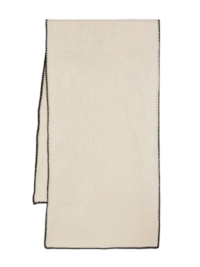 Totême Embroidered Cashmere Scarf In 007 Snow