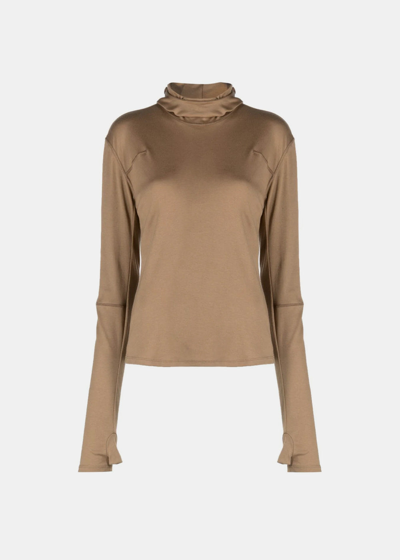 Undercover Roll-neck Long-sleeved Top In Beige