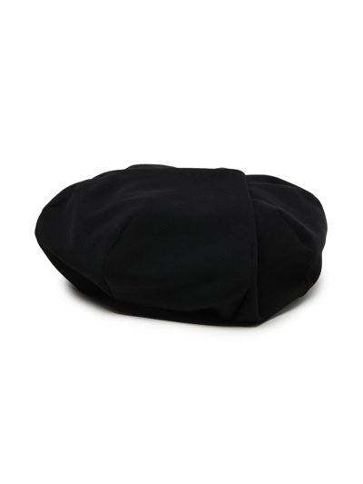 Y's Draped Wool Beret In Black