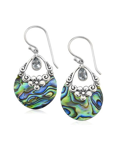 Samuel B. Silver 1.00 Ct. Tw. Gemstone Floral Earrings In Blue/green