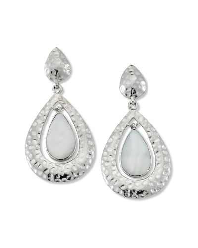 Samuel B. Silver Pearl Hammered Earrings In Metallic