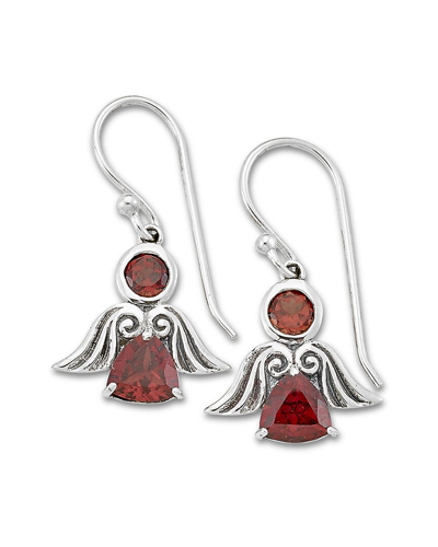 Samuel B. Silver 1.86 Ct. Tw. Garnet Angel Earrings In Green