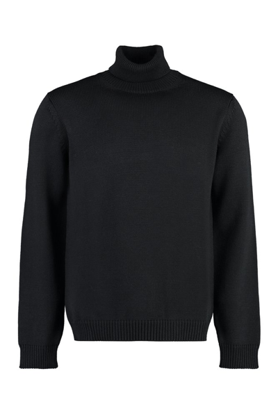 Roberto Collina High Neck Long Sleeved Sweater In Black