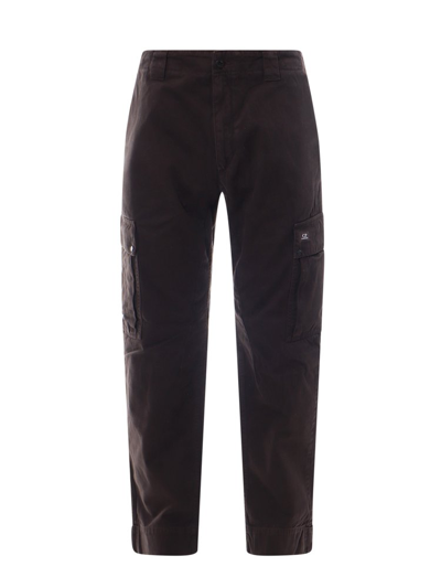 C.p. Company Logo Patch Cargo Trousers In Black
