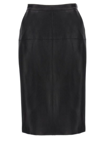 P.a.r.o.s.h . Midi Leather Skirt In Black
