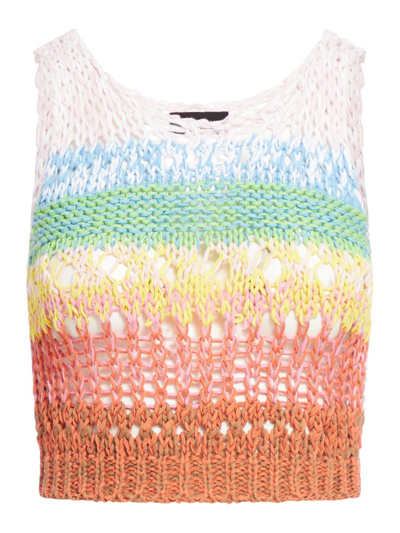 Roberto Collina Striped Knitted Top In Pink
