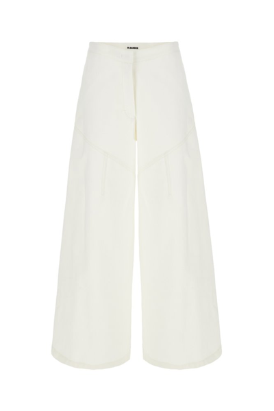 Jil Sander High Waist Wide Leg Trousers In White