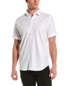 Robert Graham Diamond Bar Short Sleeve Button Down Shirt In White