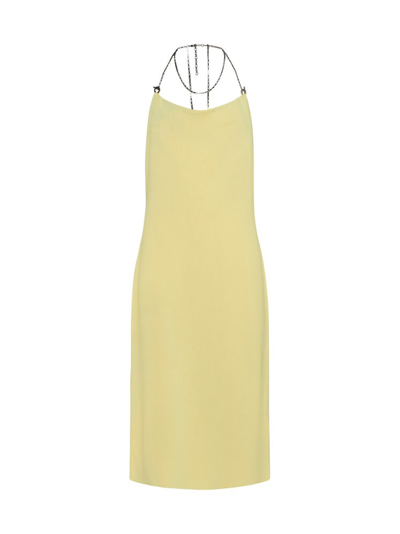 Bottega Veneta Viscose Long Dress With Chain In Yellow
