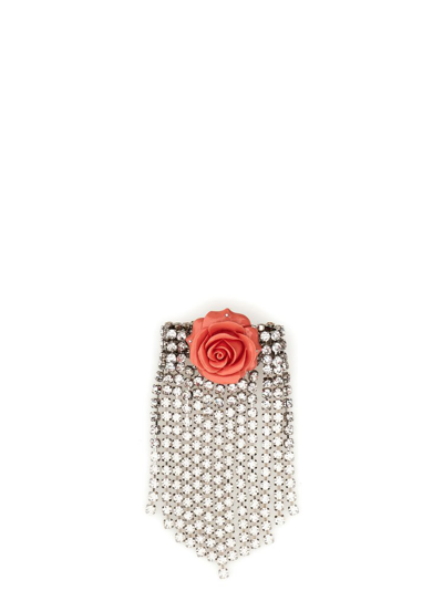 Alessandra Rich Embellished Rose Pendant Bracelet In Multi