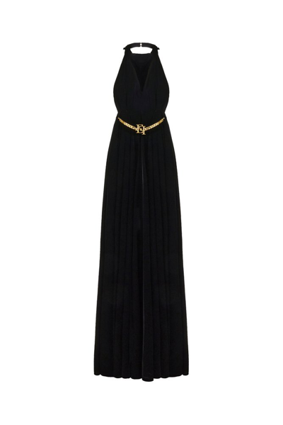 Elisabetta Franchi Halterneck Sleeveless Dress In Black