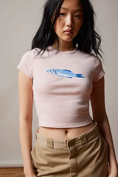 Bdg Fish Baby Tee In Light Red, Women's At Urban Outfitters
