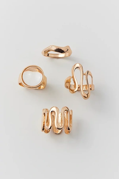 Urban Outfitters Zuri Modern Metal Ring Set In Gold, Women's At