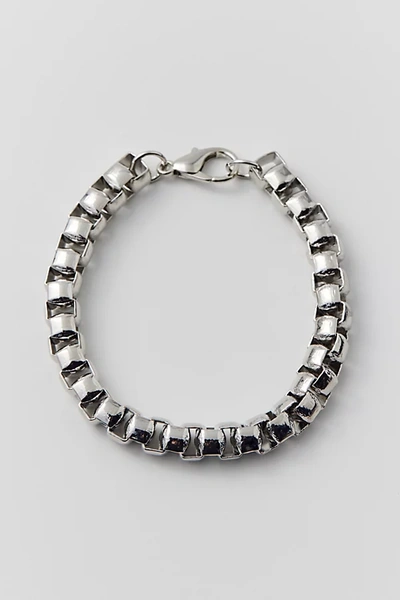 Urban Outfitters Statement Box Chain Stainless Steel Bracelet In Silver, Men's At  In Metallic