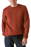 Lucky Brand Mixed Stitch Crewneck Sweater In Orange