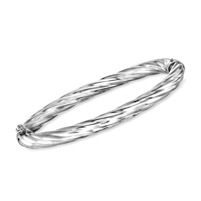 Ross-simons Italian 6mm Sterling Silver Twisted Bangle Bracelet In Metallic