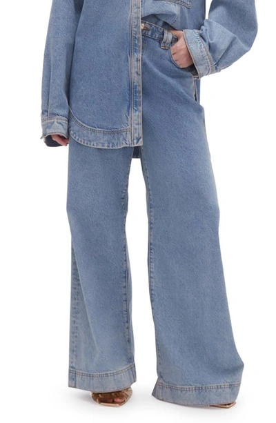 Aje Attraction Wide Leg Jeans In Two Tone Indigo