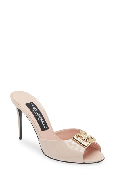Dolce & Gabbana Vernice Patent Stiletto Mule Sandals In Light Pink