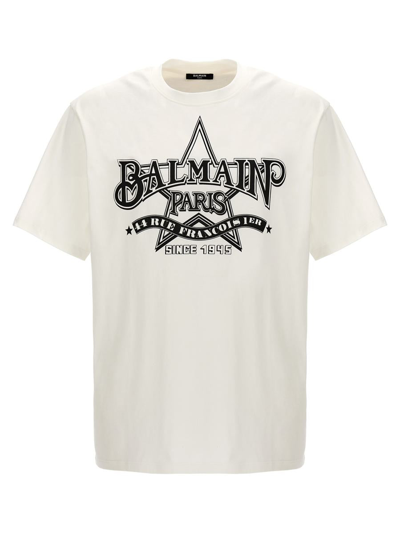 Balmain ' Star' T-shirt In White/black