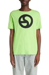 Acne Studios Warped Logo Cotton Graphic T-shirt In Sharp Green