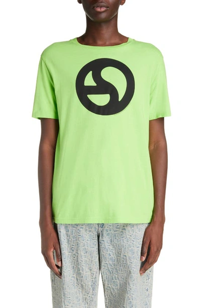 Acne Studios Warped Logo Cotton Graphic T-shirt In Sharp Green