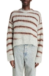 Acne Studios Brushed Intarsia Stripe Crewneck Sweater In Gray