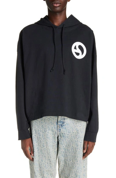 ACNE STUDIOS WARPED LOGO COTTON GRAPHIC HOODIE