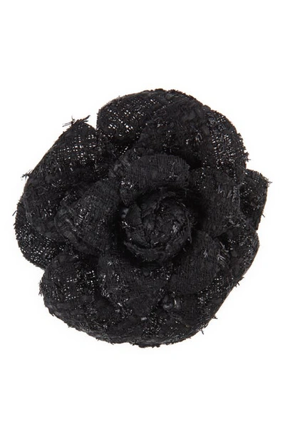Tasha Flower Rosette Barrette In Black
