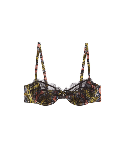 Fleur Du Mal Women's Rose Lace & Silk Balconette Bra In Small Python Print
