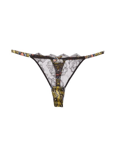 Fleur Du Mal Women's Rose Lace & Silk Thong In Small Python Print