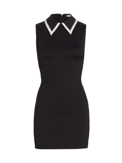 Alice And Olivia Wynell Collar Dress In Black Off White