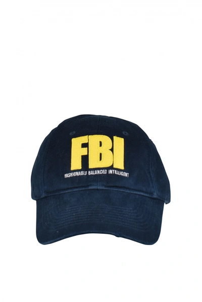 Balenciaga Fbi Baseball Cap In Blue