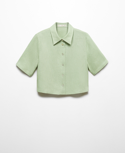 Mango Women's Linen-blend Short-sleeve Shirt In Pastel Green