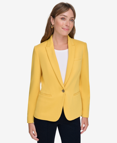 Tommy Hilfiger Women's Notched-collar One-button Blazer In Deep Maize