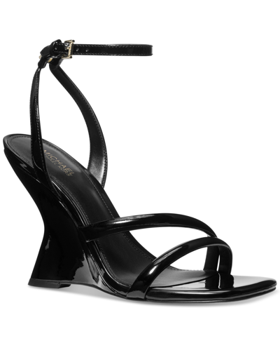 Michael Kors Michael  Women's Nadina Ankle-strap Wedge Sandals In Black