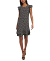 Tommy Hilfiger Womens Mini Leaf Print Mini Dress In Black,ivory