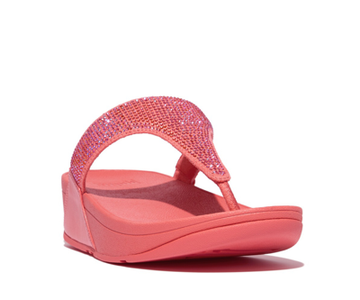 Fitflop Lulu Womens Crystal Embellished Toe-post Sandals In Rosy Coral B09