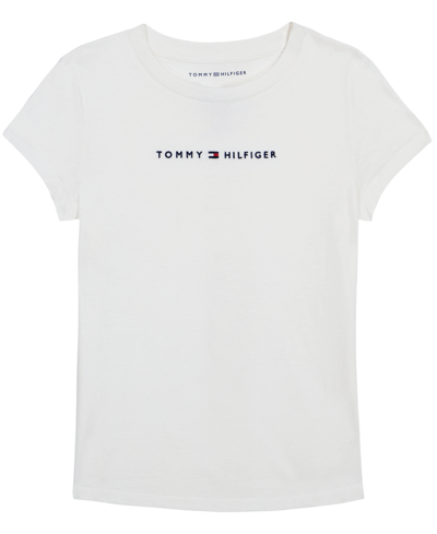 Tommy Hilfiger Kids' Big Girls Classic Embroidered T-shirt In White