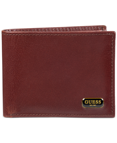 Guess Men's Rfid Chavez Passcase In Cognac