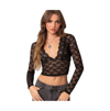 EDIKTED WOMEN'S BECK PLUNGE NECK SHEER LACE TOP