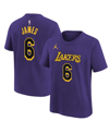 Jordan Big Boys  Brand Lebron James Purple Los Angeles Lakers Name And Number Statement T-shirt In Purple